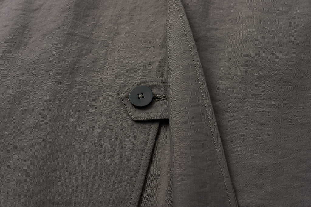 Textured Raglan-Sleeve Long Trench Coat with Organic Draping