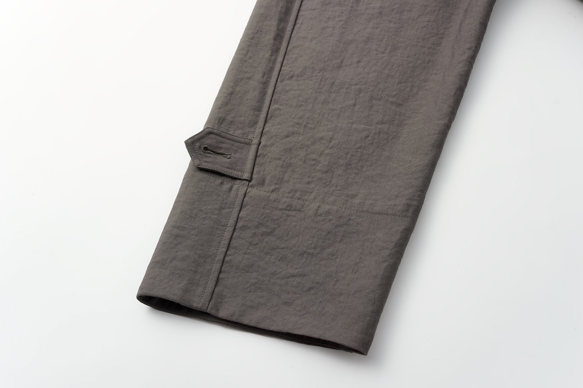 Textured Raglan-Sleeve Long Trench Coat with Organic Draping