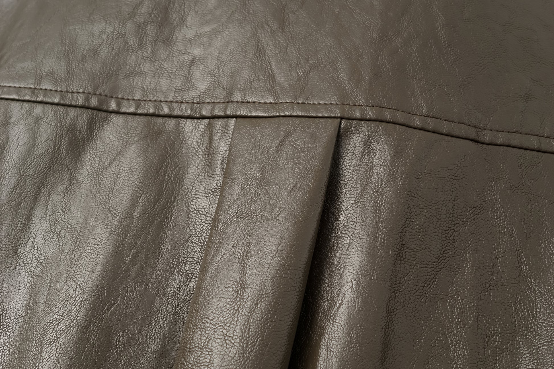 Relaxed Fit Belted Thigh-Length Leather-Look Jacket ( Faux Leather)