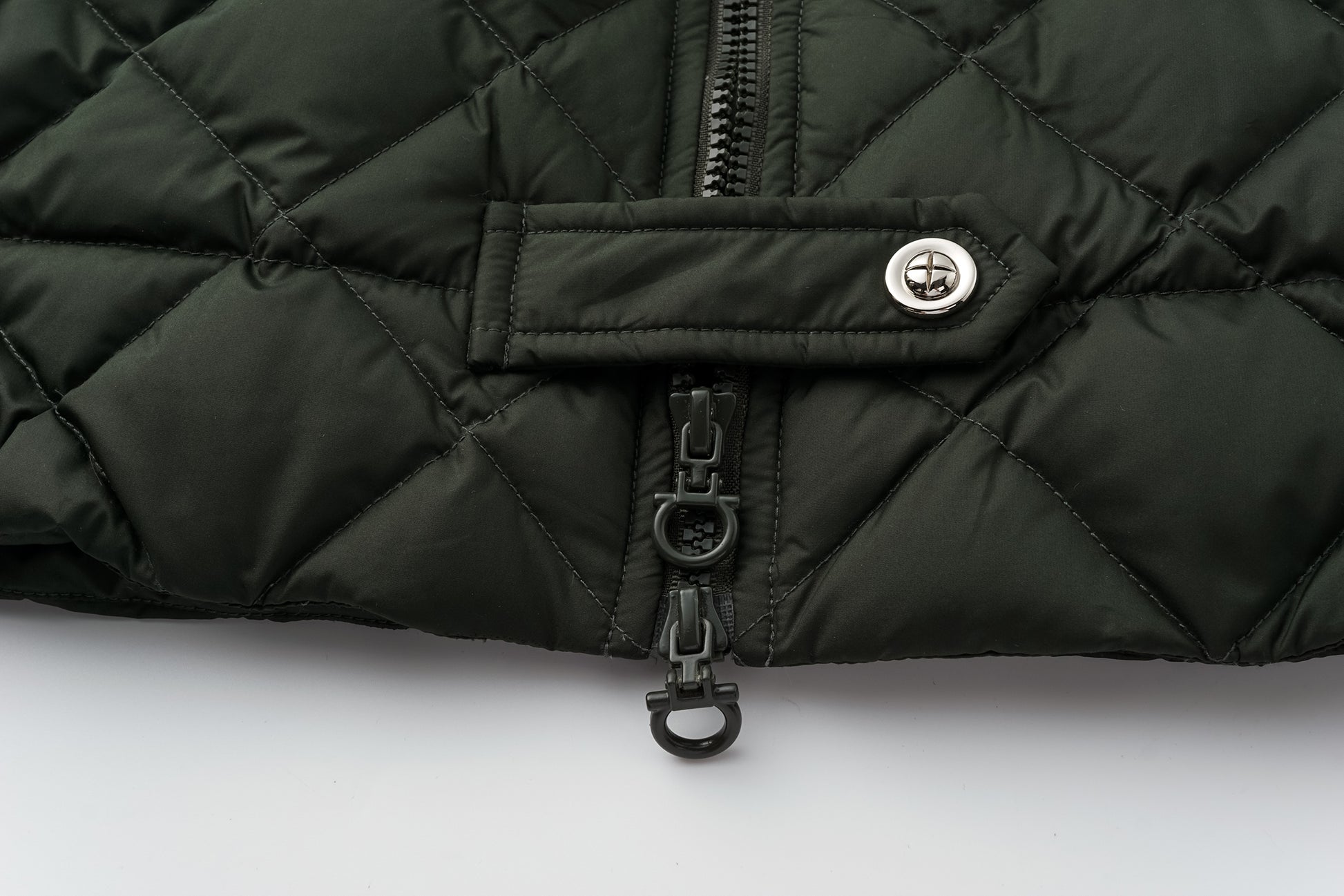 Diamond-Quilted Stand-Collar Down Jacket