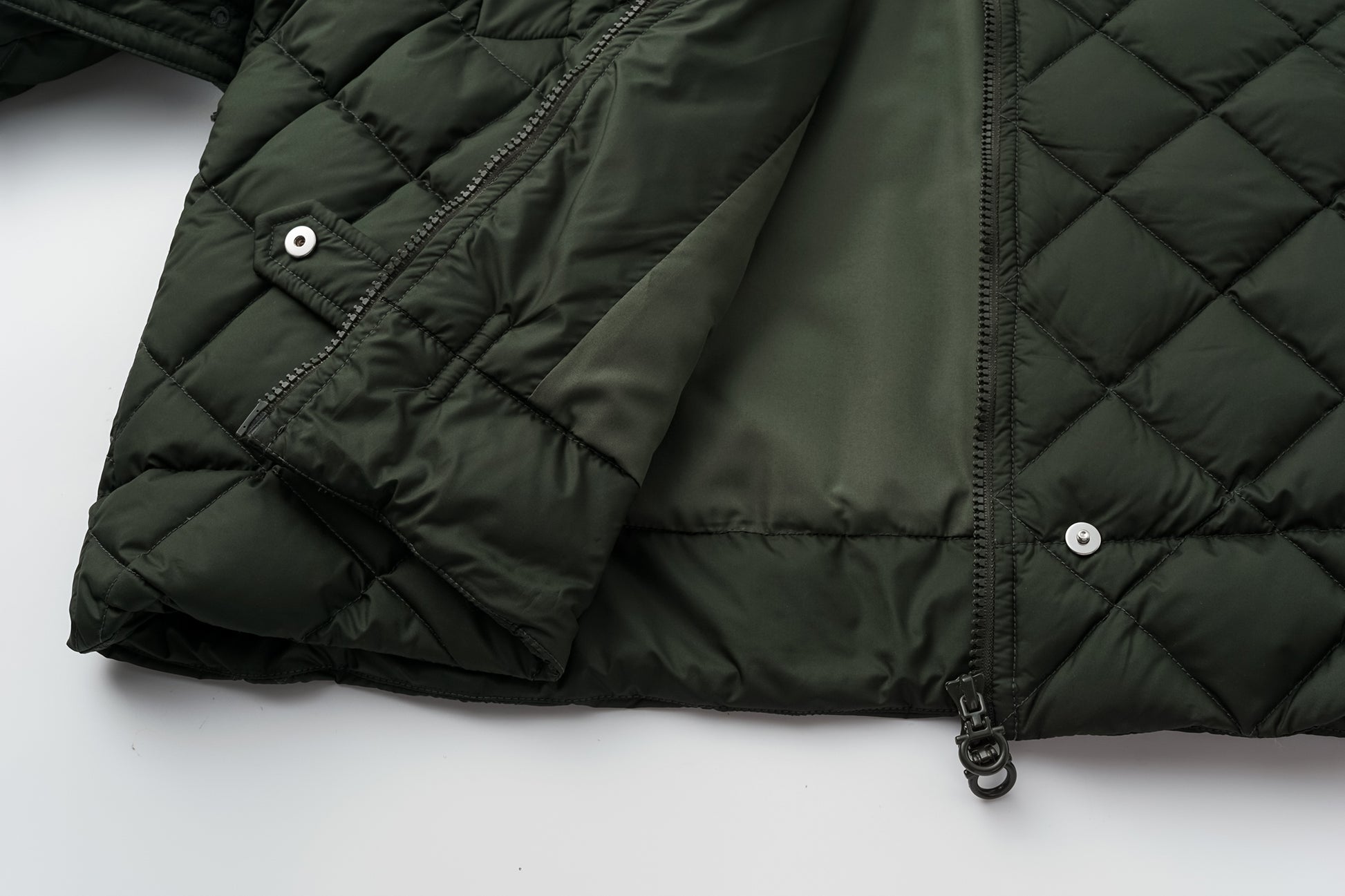 Diamond-Quilted Stand-Collar Down Jacket