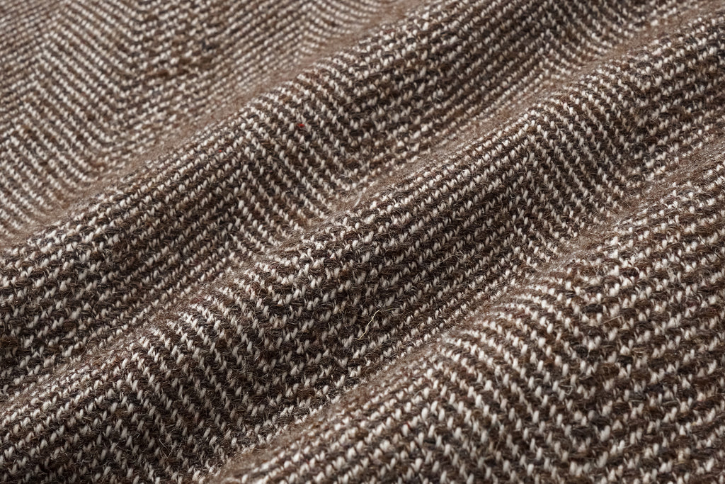 Detachable Shawl Collar Herringbone Faux Leather Blend Coat