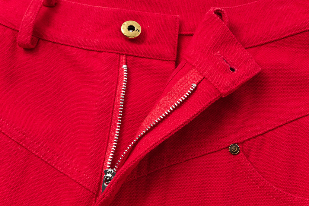 High-Rise Curved Hem Denim Pants