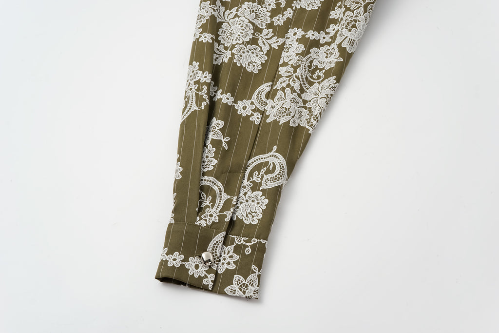 V-Neck Dress with Subtle Raised Print