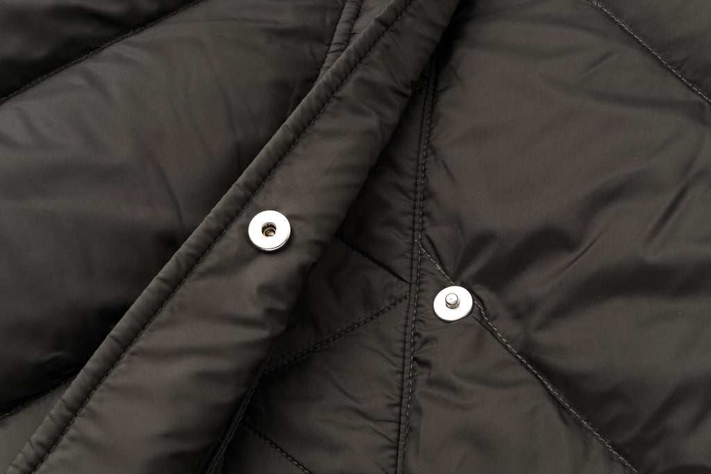 Minimalist Draped Long Down Coat with Structured Shoulder