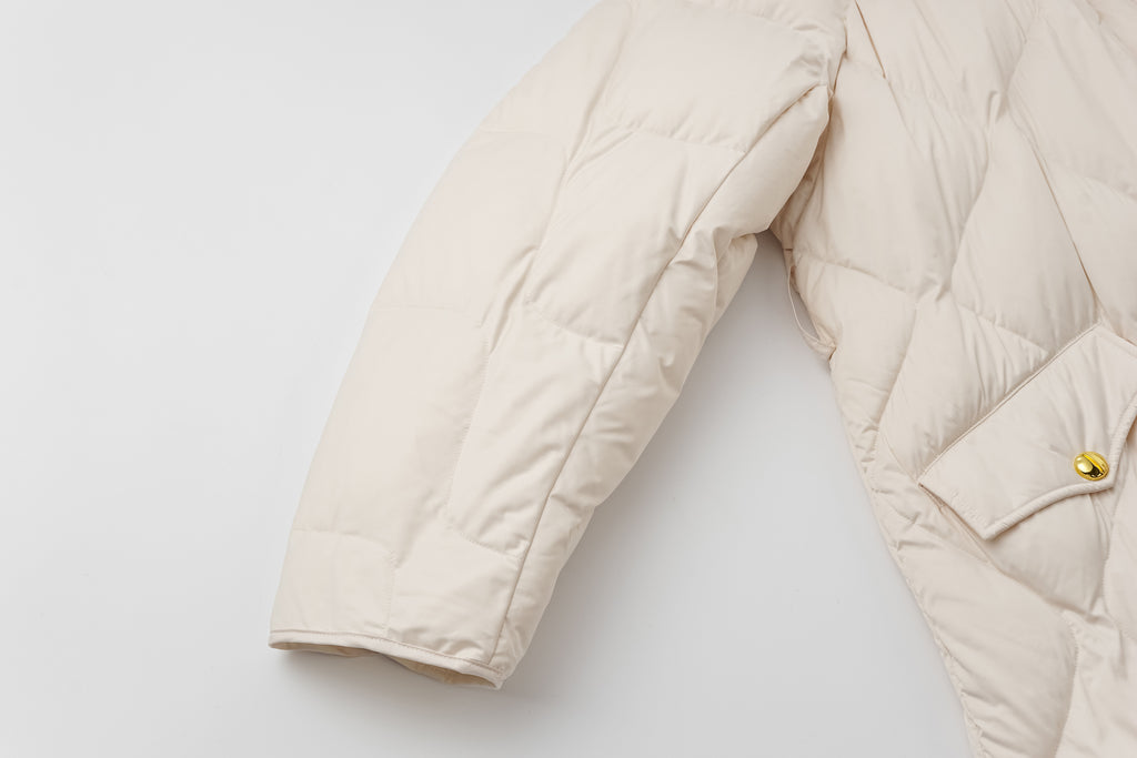 Voluminous Scimitar-Sleeve Long Down Coat